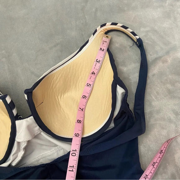 Navy and White Striped Women's Swimsuit - Picture 7 of 12